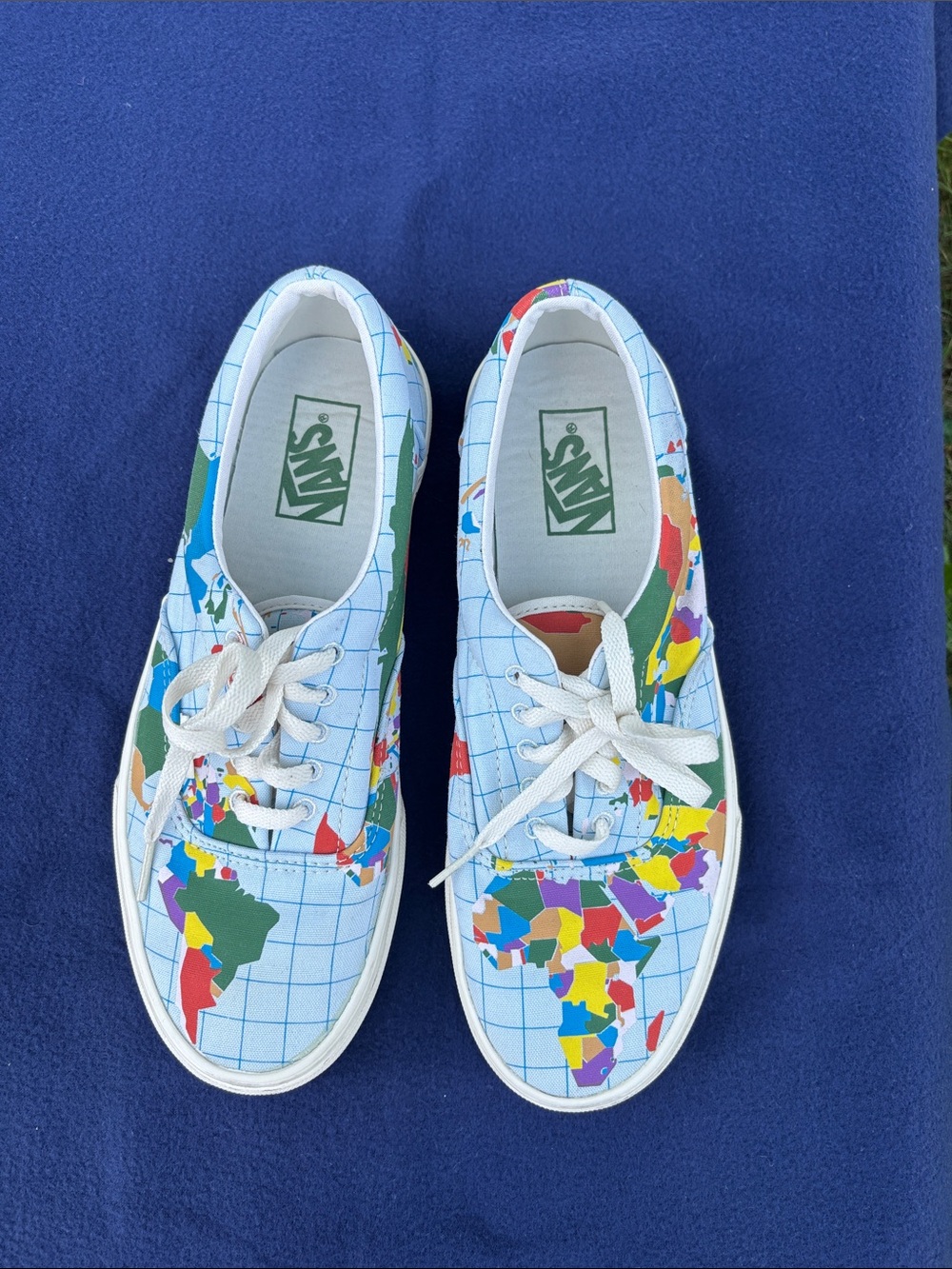Vans Era Save Our Planet World Map Canvas Lace-Up Sneakers - Light Blue Multi.